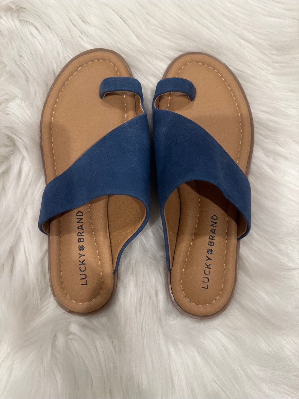 Lucky Brand Blue Toe-Loop Sandals